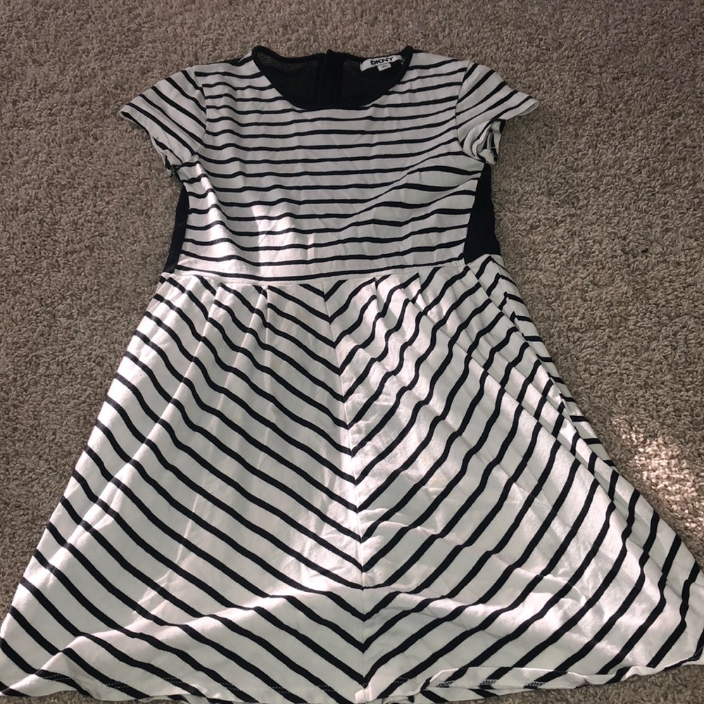 Black and white striped dress